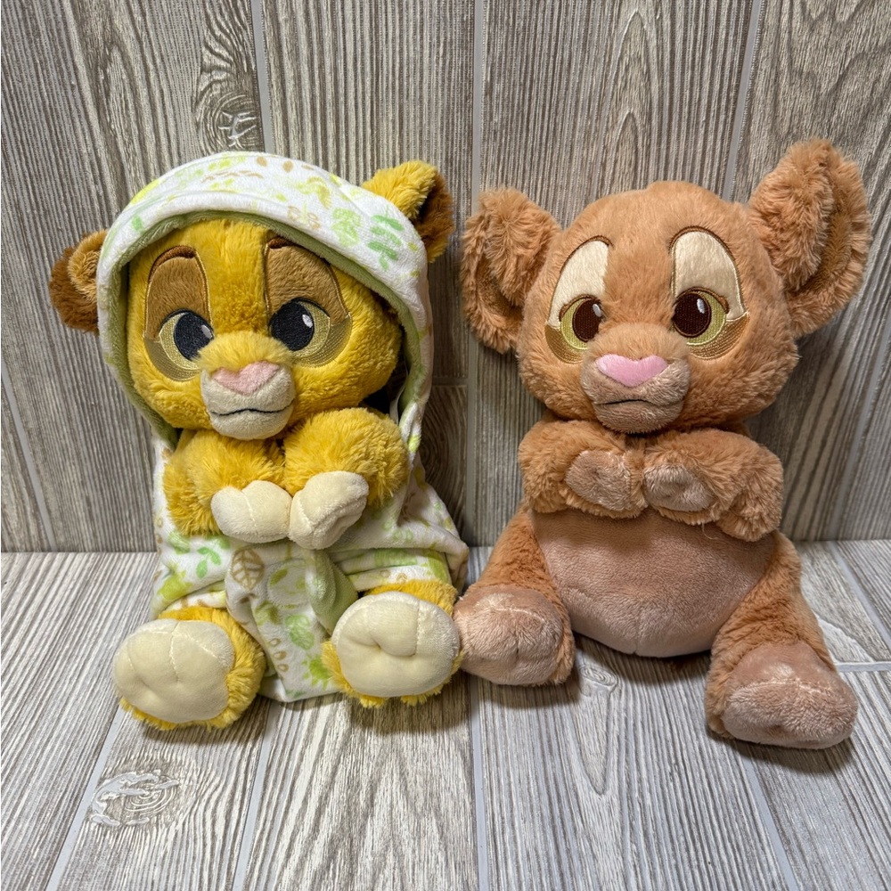 Disney Babies Plush In Blanket Simba Napa Loin King Pair Lot Bundle Disney Parks